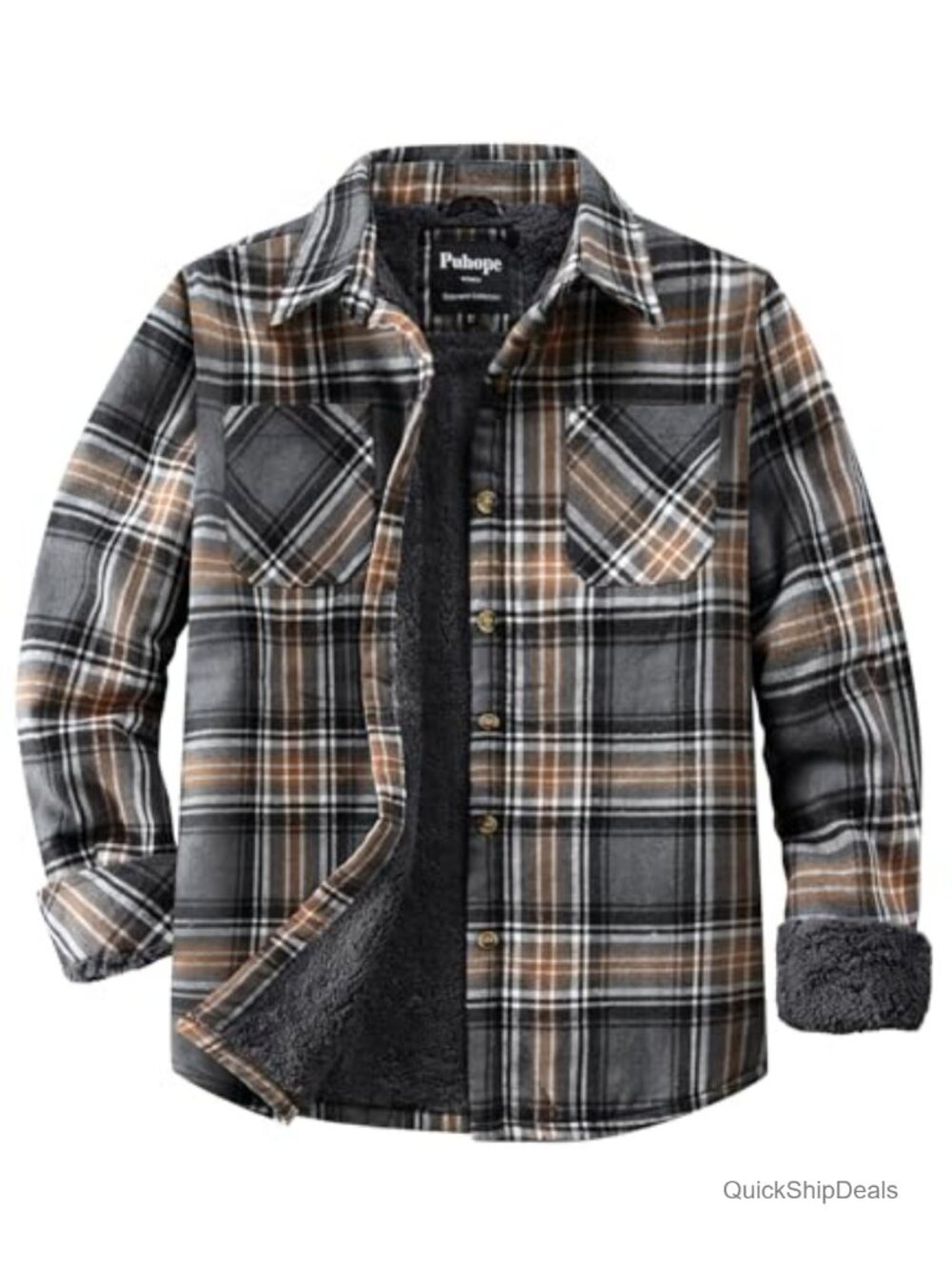 Sherpa Lined Flannel Shirt Jacket Fleece Plaid Button Down Long Sleeve Women